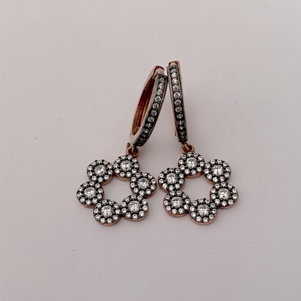 925 Silver round clear cubic zirconia cz stones hoops earrings